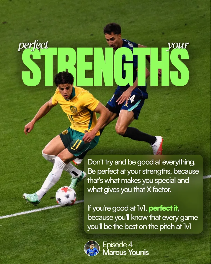 Marcus Younis, episode 4: “Don’t try and be good at everything. Be perfect at your strengths, because that’s what makes you special and what gives you that X factor. If you’re good at 1v1, perfect it, because you’ll know that every game you’ll be the best on the pitch at 1v1”